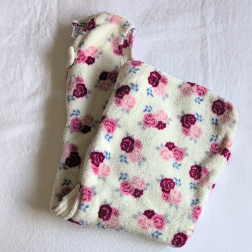 Hudson Baby XL 18-24M Rose Floral Fluffy Fleece Zipper Sleep Sack Wearable